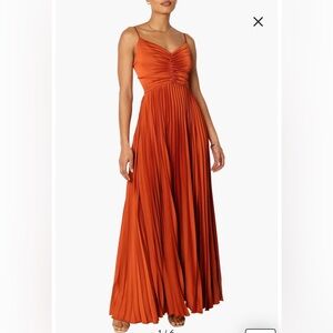NWOT- Petal & Pup Naira Pleated Maxi Dress, Sunset Orange, 6